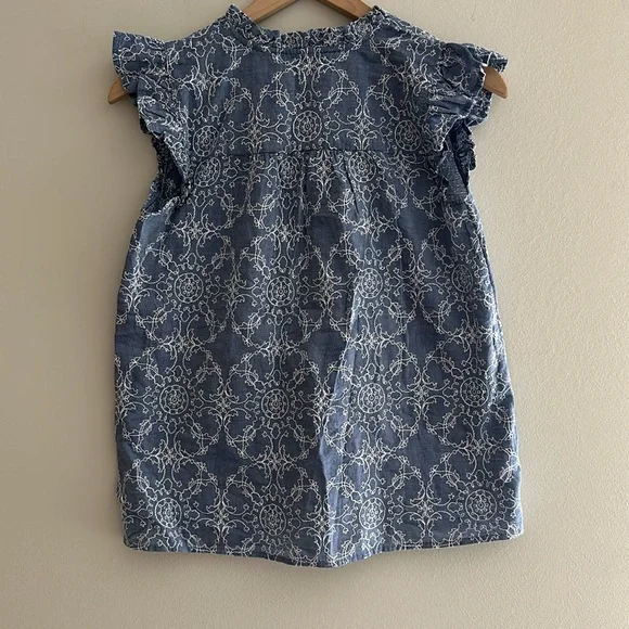 LOFT Embroidered Floral Top with Ruffle Sleeves - Picture 6 of 6